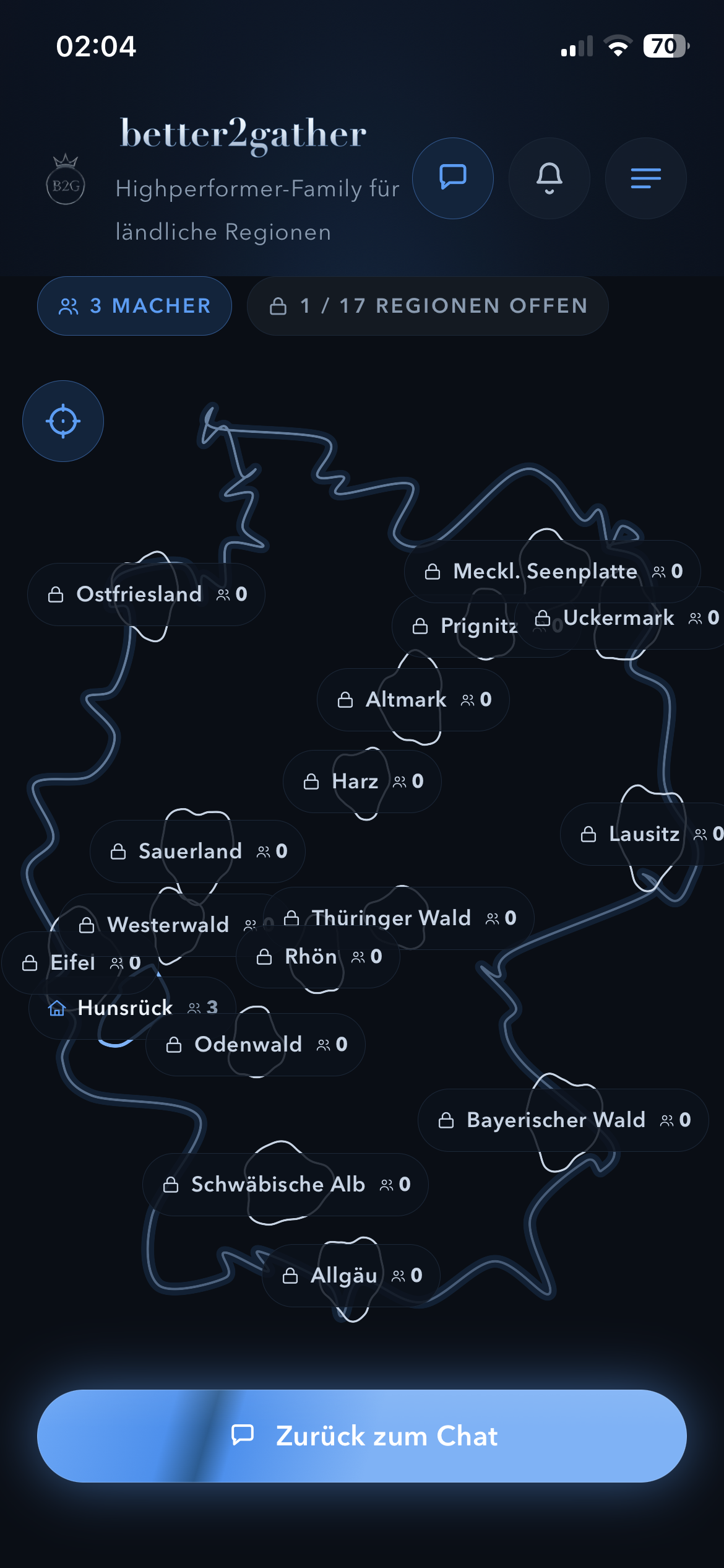 Deutschlandkarte mit Regionen